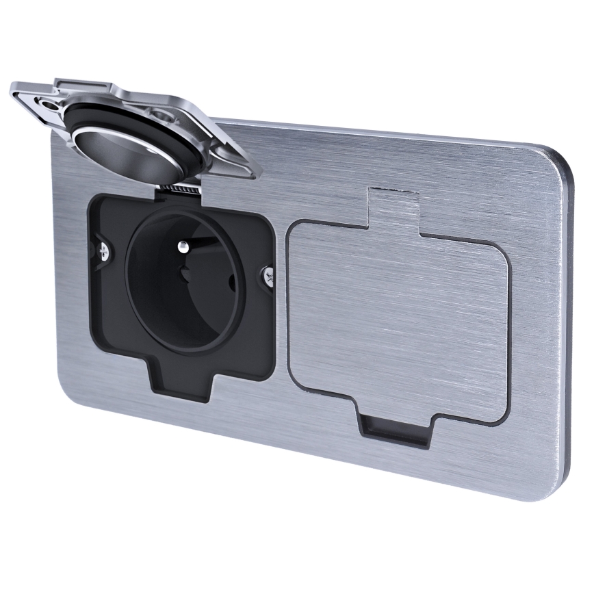 Spoljašnja ugradna podna dvostruka utičnica IP55, kvadratna