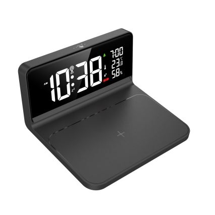 LED budilnik sa LCD ekranom i bežičnim Qi punjenjem LED/10W/230V