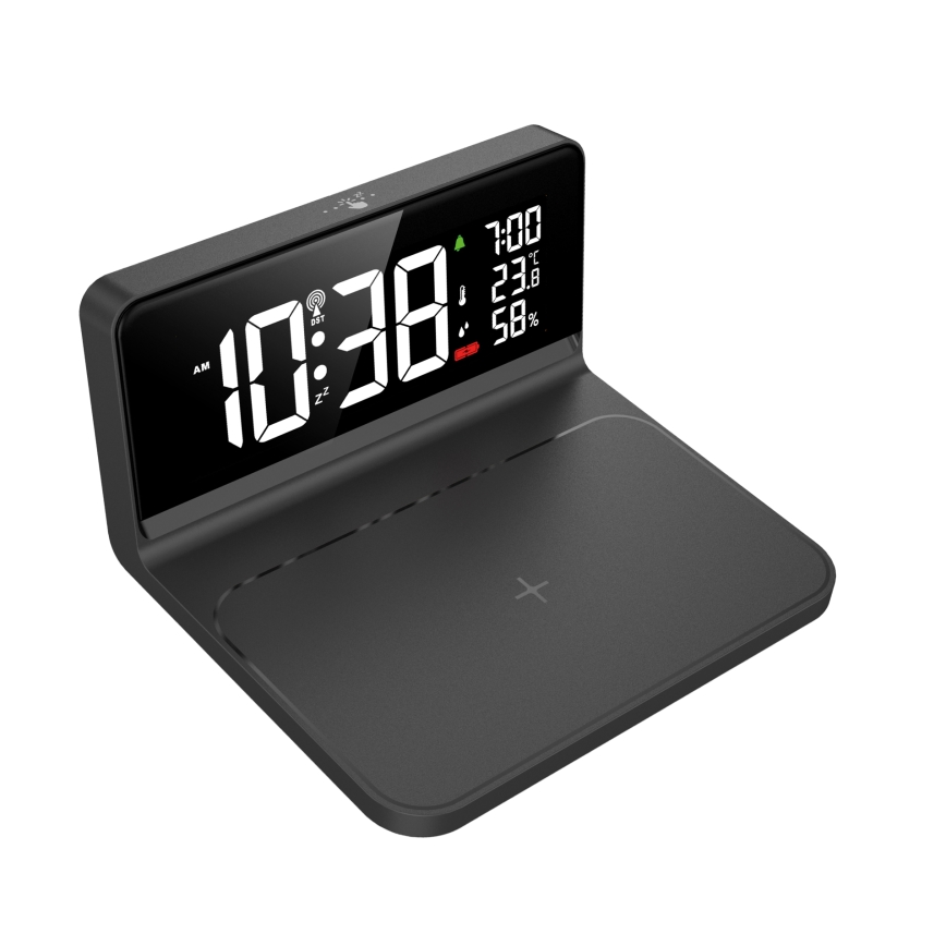 LED budilnik sa LCD ekranom i bežičnim Qi punjenjem LED/10W/230V