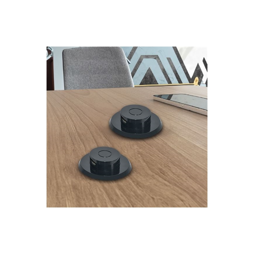 Ugradni USB punjač (USB-A + USB-C), crni