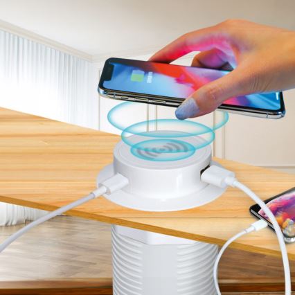Ugradni bežični punjač + USB A+C, beo