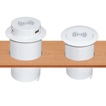 Ugradni bežični punjač + USB A+C, beo