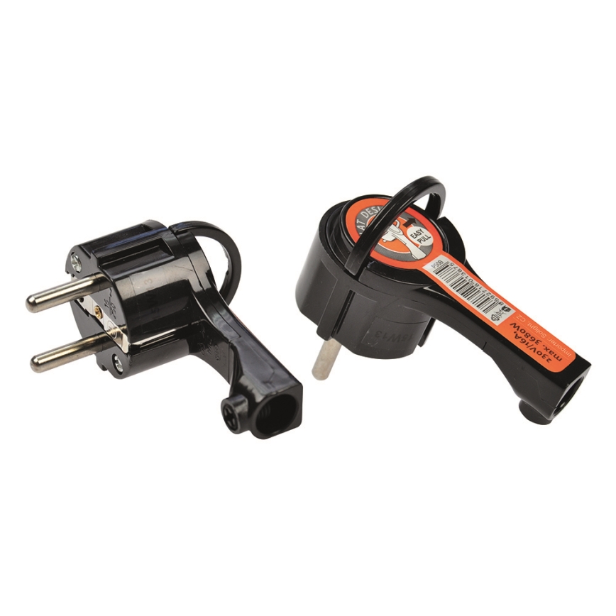 Ugaoni utikač 230V/16A crni