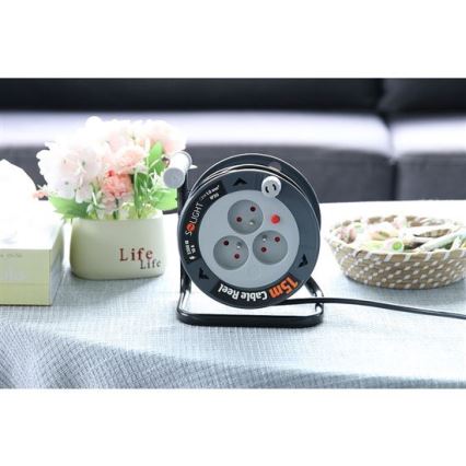 Produžni kabl na bubnju, 3 utičnice, 12 m