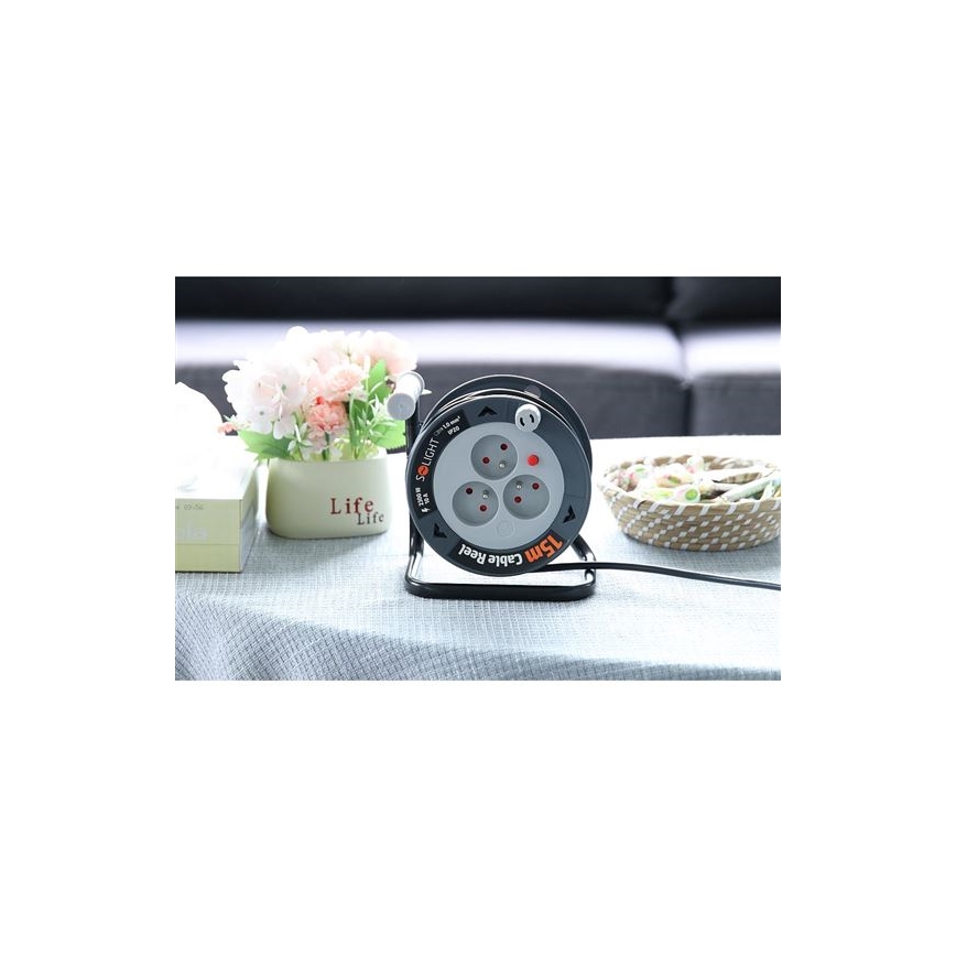 Produžni kabl na bubnju, 3 utičnice, 12 m