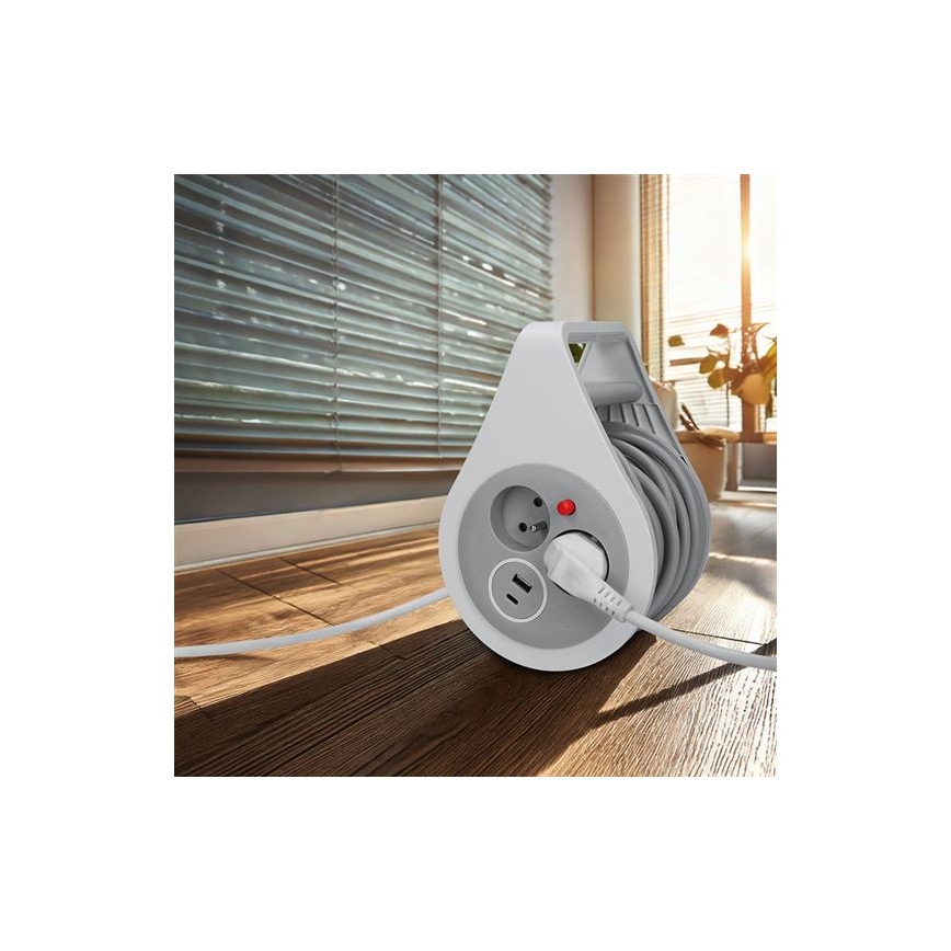 Produžni kabl na kolutu 2 utičnice + USB A+C 10 m
