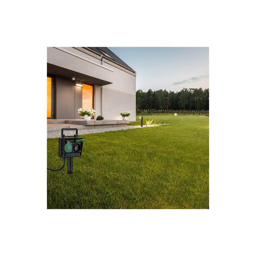 Spoljašnji vrtni stub sa utičnicama IP44 i gumenim kablom 1,5 m