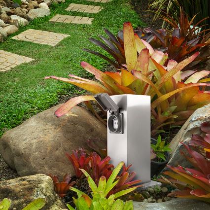 Spoljni stub sa 2 utičnice 230V IP44, mat hrom, pravougaoni