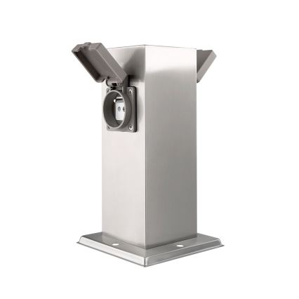 Spoljni stub sa 2 utičnice 230V IP44, mat hrom, pravougaoni