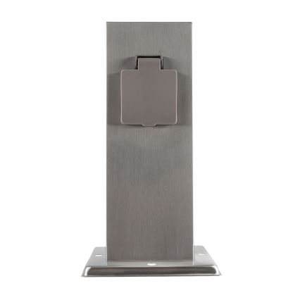 Spoljni stub sa 2 utičnice 230V IP44, mat hrom, pravougaoni