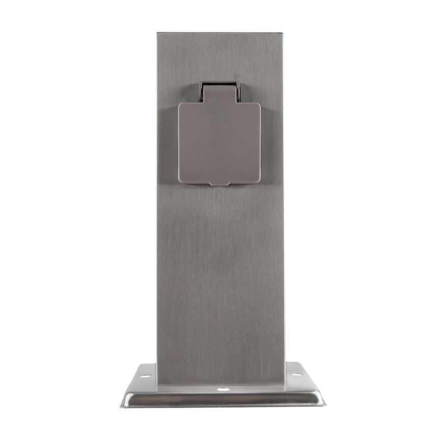 Spoljni stub sa 2 utičnice 230V IP44, mat hrom, pravougaoni