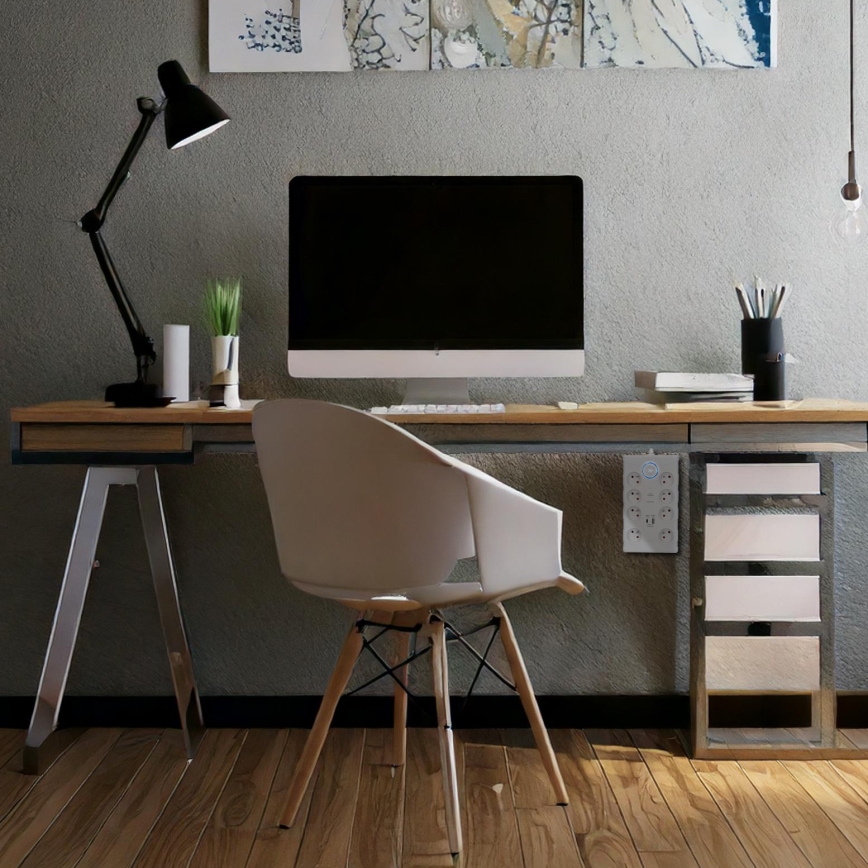 Produžni kabl sa prekidačem i prigušiva za zaštitu od prenapona 8Z Tip E + 1xUSB-A + 1xUSB-C 2m bela