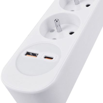 Produžni kabl 3 utičnice sa prekidačem i USB-A/USB-C punjenjem, 5 m