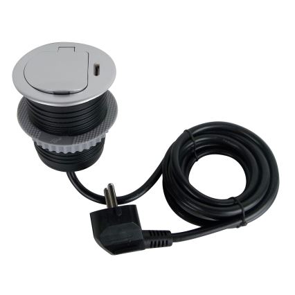 Utični stubić za radnu ploču stola 1×230 V + USB‑C Power Delivery, srebrna/crna