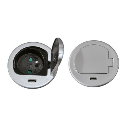 Utični stubić za radnu ploču stola 1×230 V + USB‑C Power Delivery, srebrna/crna
