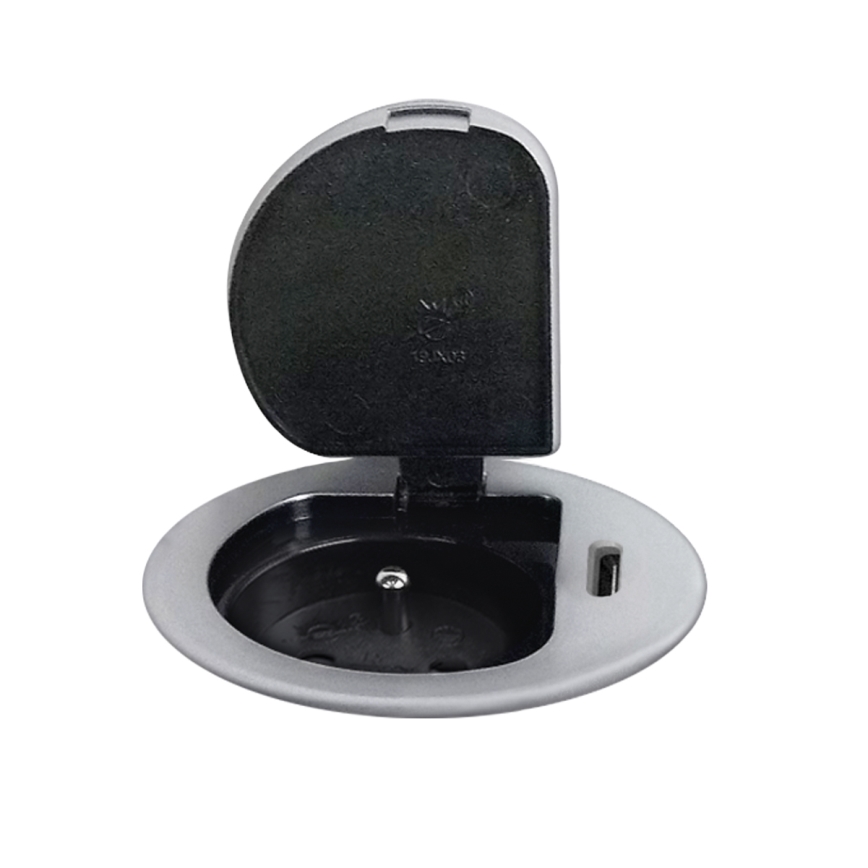 Utični stubić za radnu ploču stola 1×230 V + USB‑C Power Delivery, srebrna/crna