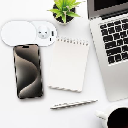 Ugradna utičnica 20W, 1x utičnica + USB A+C, bela