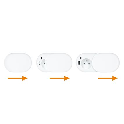 Ugradna utičnica 20W, 1x utičnica + USB A+C, bela