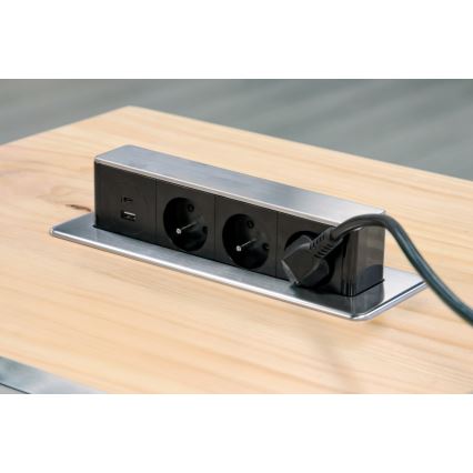 Stub sa utičnicama za radnu površinu stola 3x230V + USB-A + USB-C