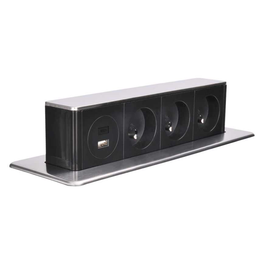 Stub sa utičnicama za radnu površinu stola 3x230V + USB-A + USB-C