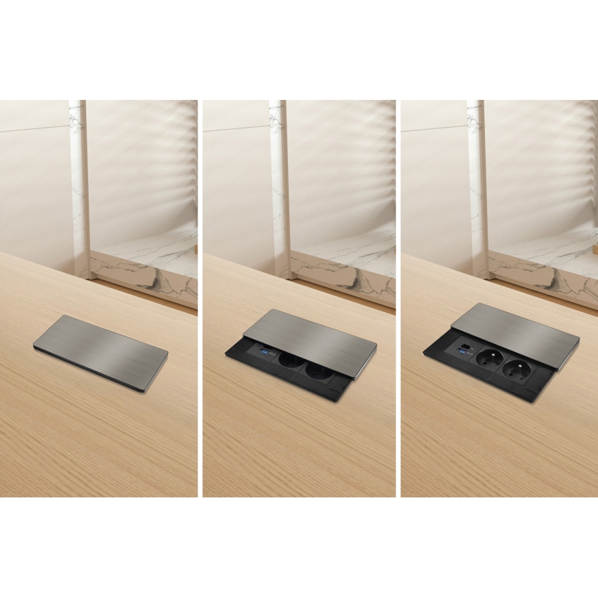 Ugradna utičnica 20W, 2x utičnica + USB-A + USB-C