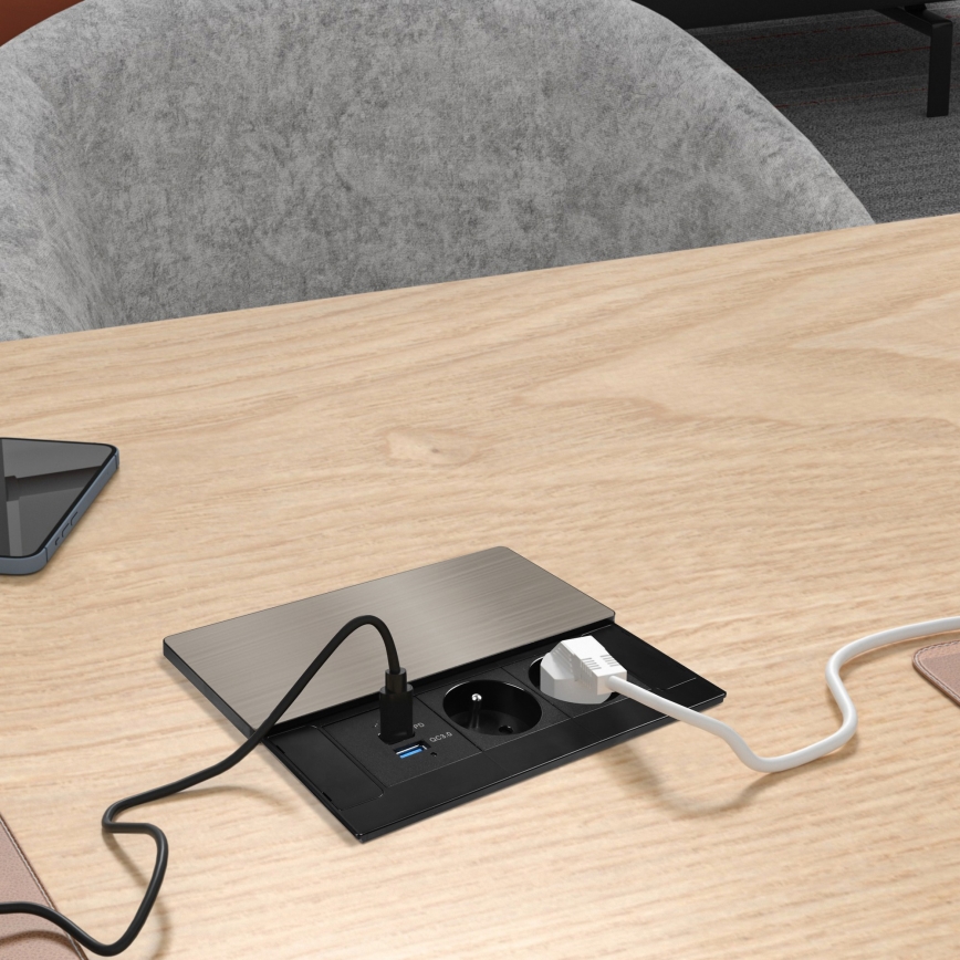 Ugradna utičnica 20W, 2x utičnica + USB-A + USB-C
