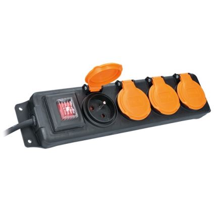 Produžni kabl sa prekidačem, 4 utičnice, 5 m, IP44