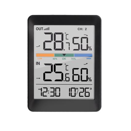 Meteostanica sa budilnikom, napajanje: 2xAAA + 2xAAA, crna
