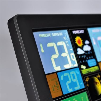Meteo stanica sa LCD displejem, napajanje: USB 5V ili 2x AAA (mogućnost punjenja), crna