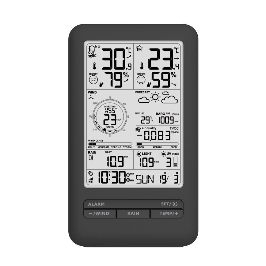 Profesionalna meteostanica sa LCD displejem 5V/2xAA + 3xAA + 2xAA Wi-Fi Tuya