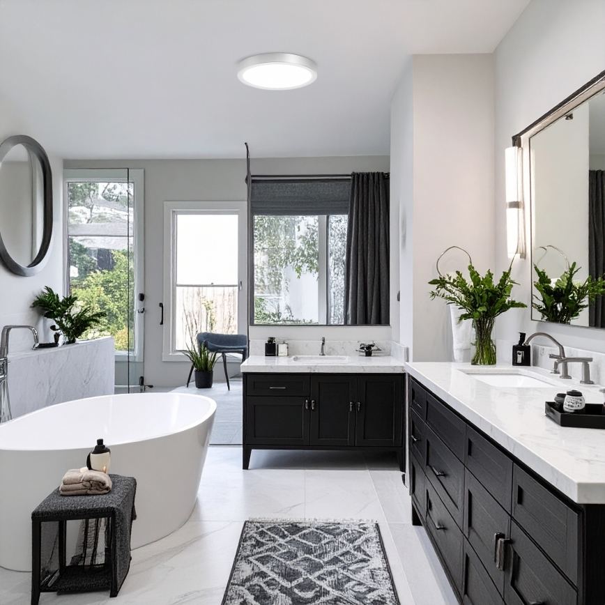 LED površinski/ugradni panel 2 u 1 18W/230V 3000/4000/6000K prečnik 22,5 cm IP54 srebran