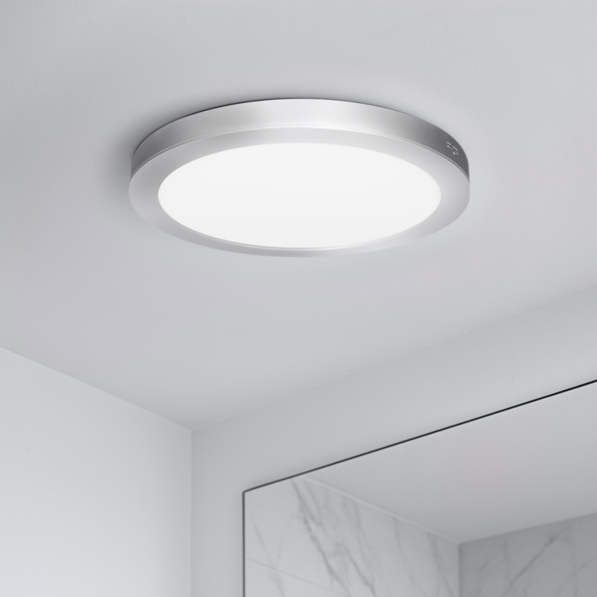LED površinski/ugradni panel 2 u 1 18W/230V 3000/4000/6000K prečnik 22,5 cm IP54 srebran