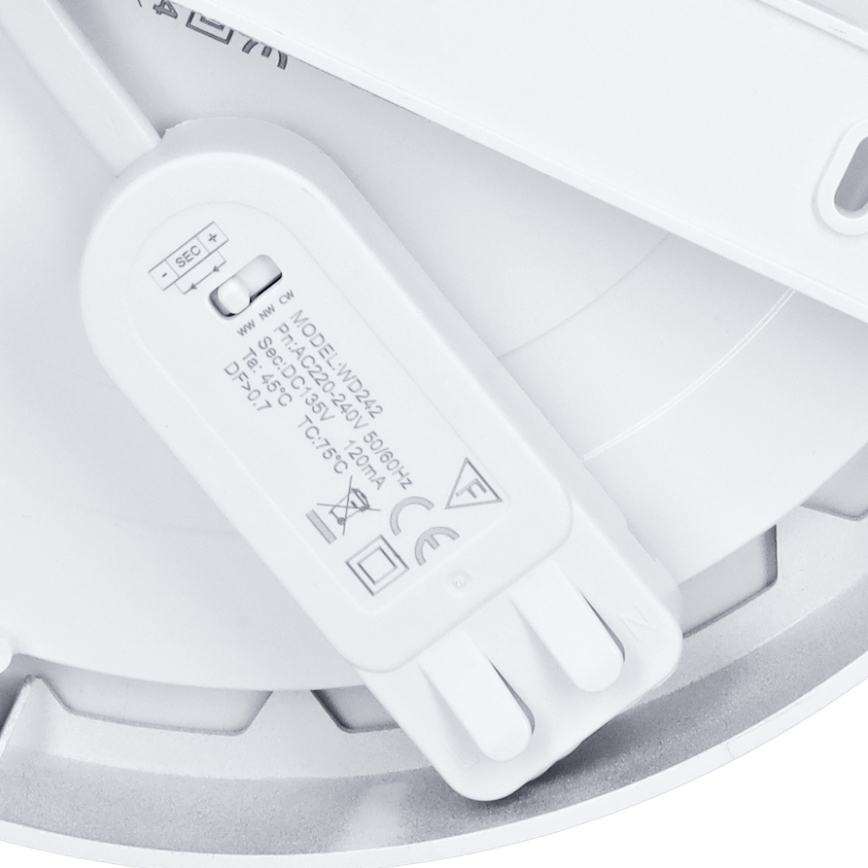 LED površinski/ugradni panel 2 u 1 18W/230V 3000/4000/6000K prečnik 22,5 cm IP54 srebran