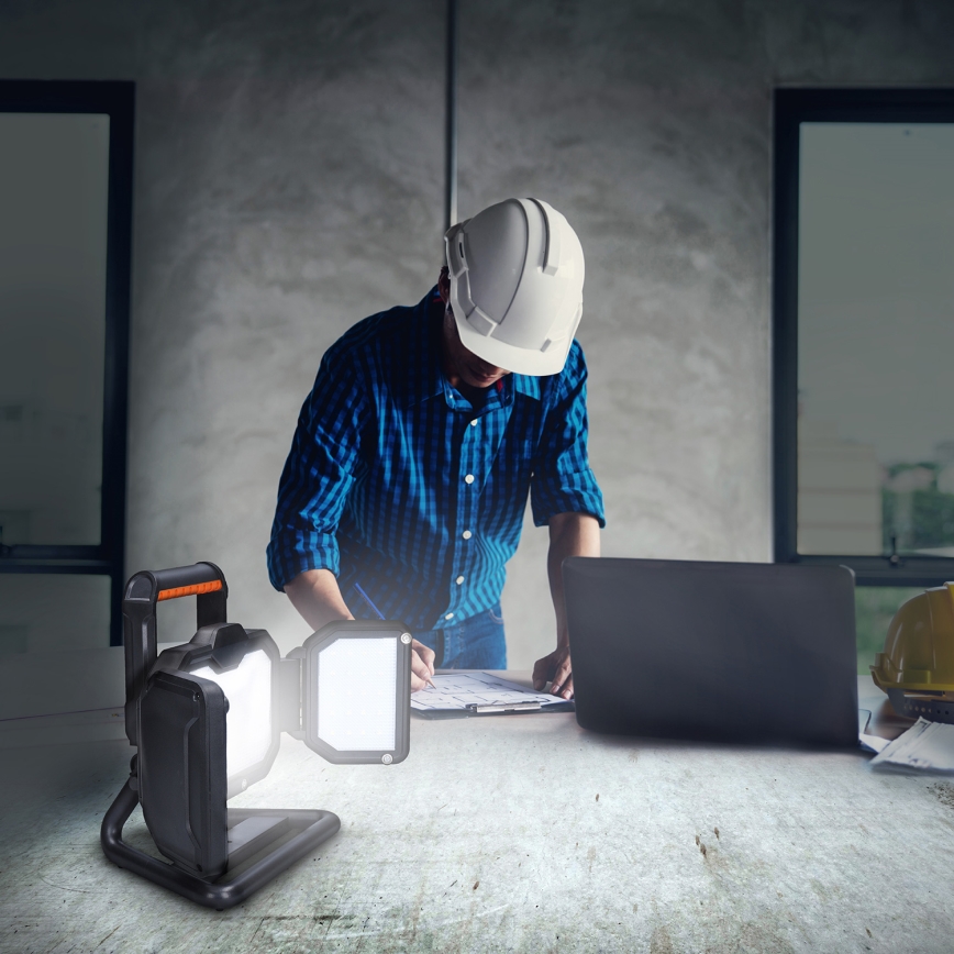 LED punjivi reflektor, prigušiva, 50W/12000 mAh, 4000K, IP54