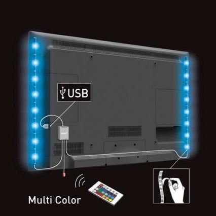 Set od 2 LED RGB trake za TV sa daljinskim upravljačem, IP65, LED/USB, 50 cm