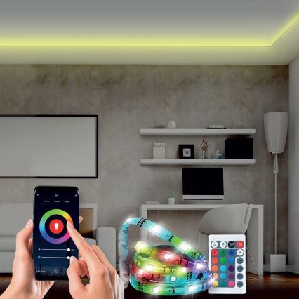RGB LED prigušiva traka LED/20W/230V 5m IP65 Tuya + daljinski upravljač