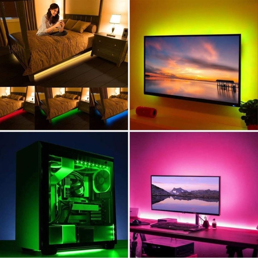 LED RGB prigušiva traka za TV LED/6W/5V Wi-Fi Tuya + daljinski upravljač 0,5m