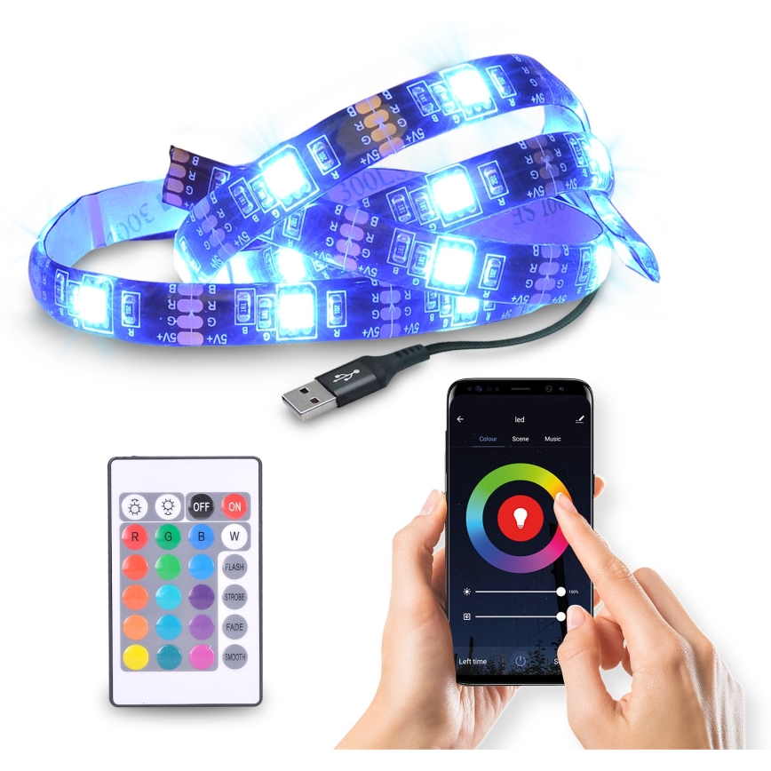LED RGB prigušiva traka za TV LED/6W/5V Wi-Fi Tuya + daljinski upravljač 0,5m