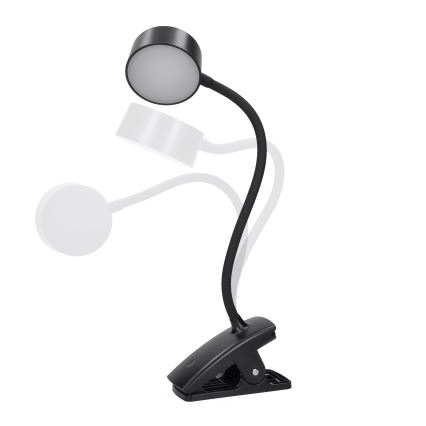 LED prigušiva fleksibilna punjiva stona lampa sa klipom LED/2W/1800 mAh 3000/4000/6500K crna