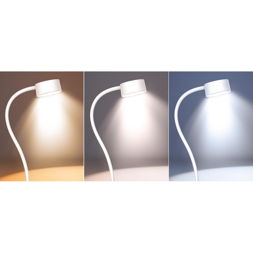 LED prigušiva fleksibilna punjiva stona lampa sa stezaljkom LED/2W/1800 mAh 3000/4000/6500K bela