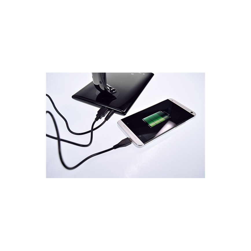 LED stona lampa, prigušiva, USB konektor, LED/12W/230V, crna