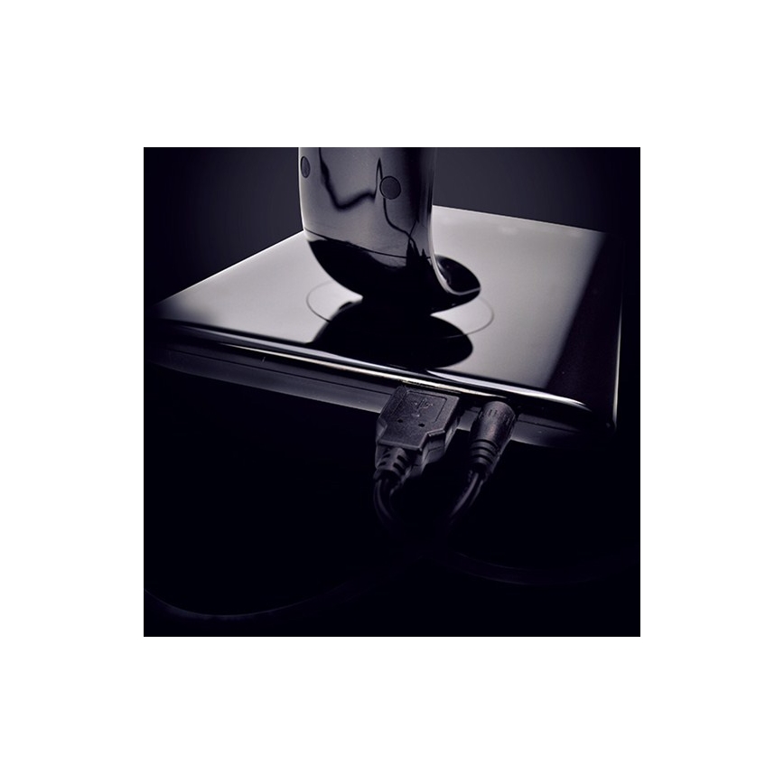 LED stona lampa, prigušiva, USB konektor, LED/12W/230V, crna