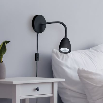 LED prigušiva zidna lampica LED/4W/230V crna
