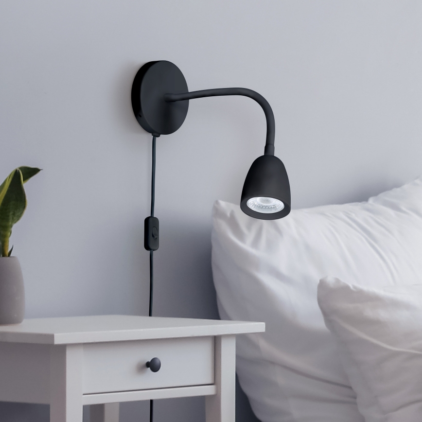 LED prigušiva zidna lampica LED/4W/230V crna