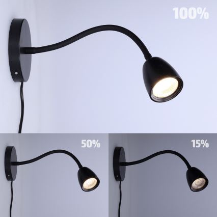 LED prigušiva zidna lampica LED/4W/230V crna