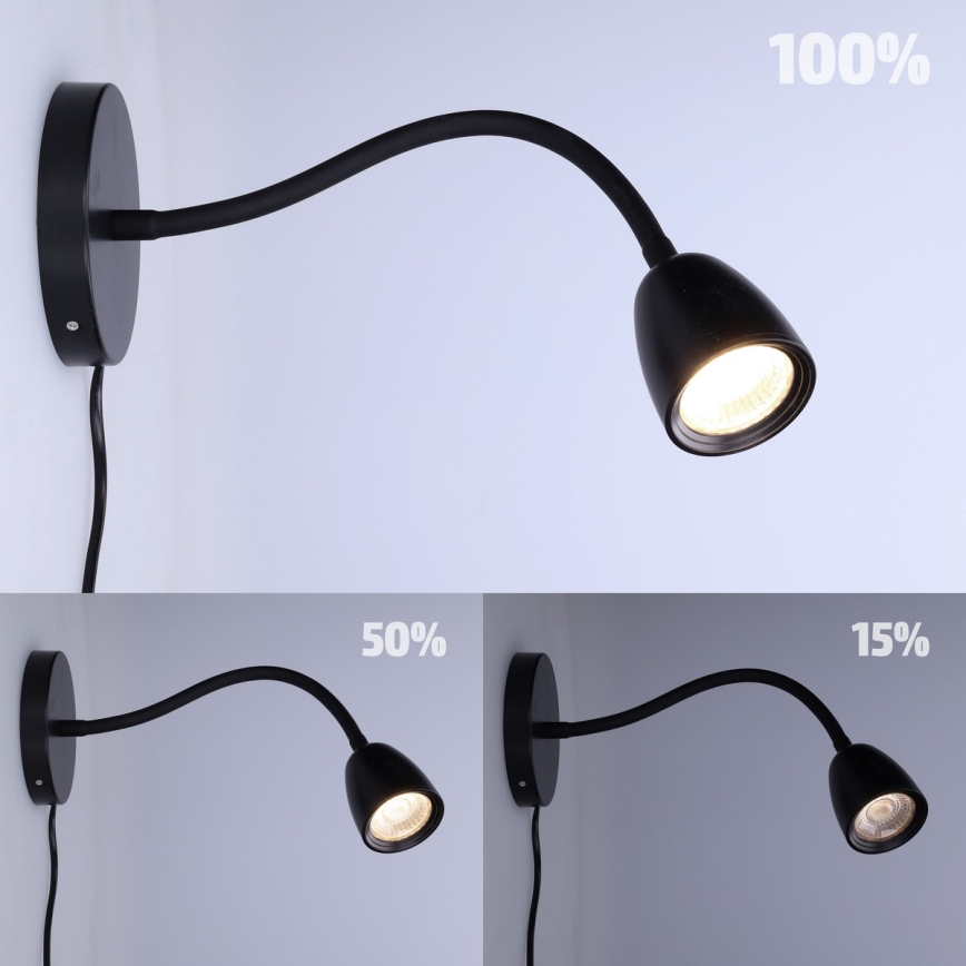LED prigušiva zidna lampica LED/4W/230V crna