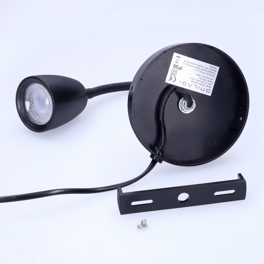 LED prigušiva zidna lampica LED/4W/230V crna