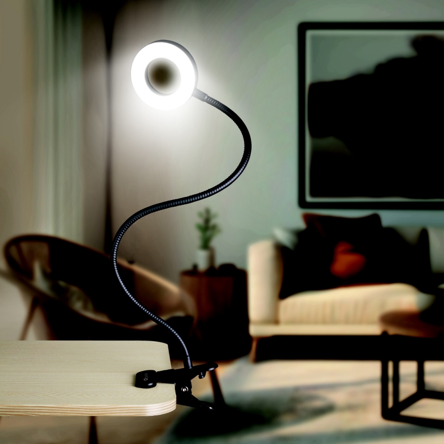 LED prigušiva stona lampa sa klipsom LED/8W/230V 3000/4000/5000K crna