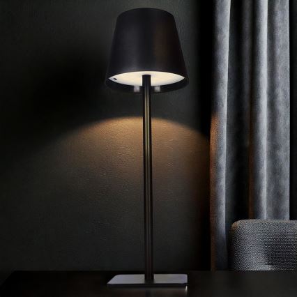 LED stona lampa LUCCA, prigušiva, punjiva, dodirna, LED/3,7V, 3000/4000/6500K, 2000 mAh, crna