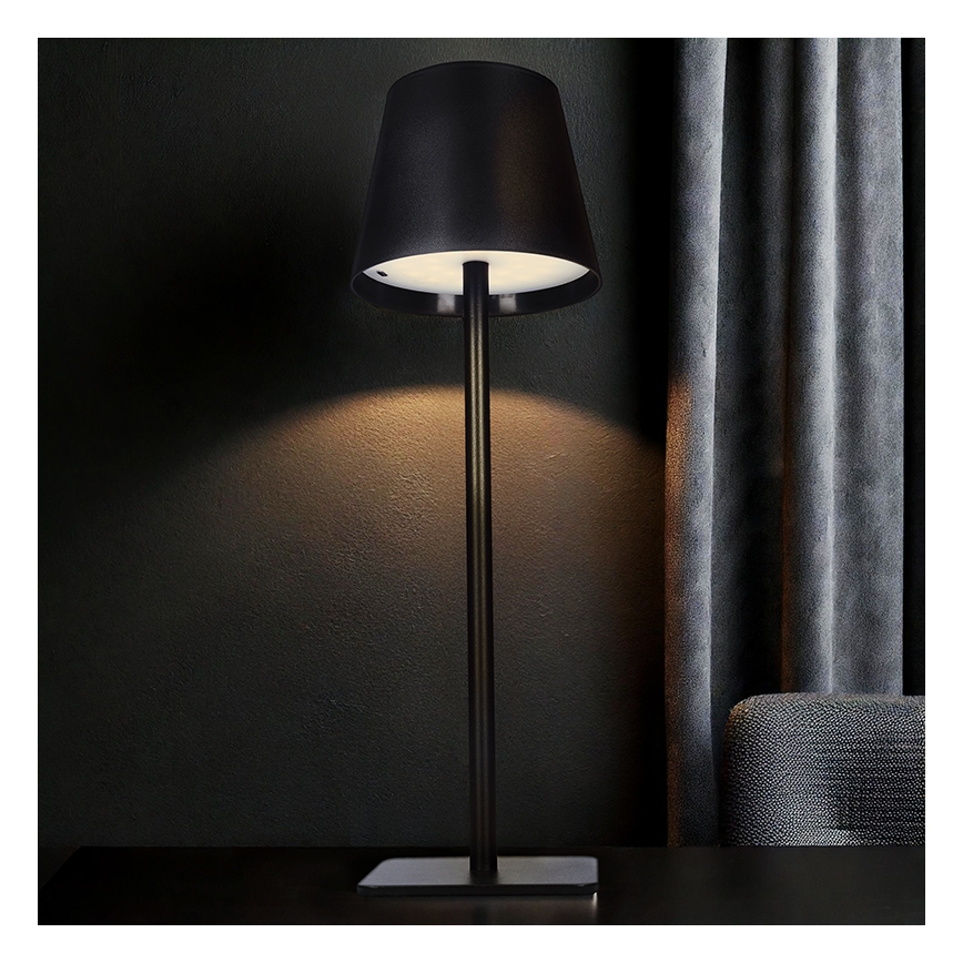 LED stona lampa LUCCA, prigušiva, punjiva, dodirna, LED/3,7V, 3000/4000/6500K, 2000 mAh, crna